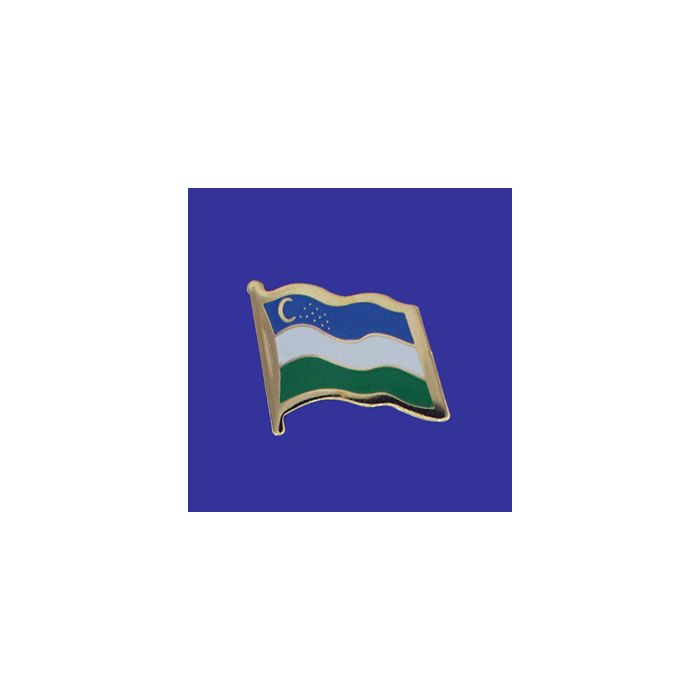 Uzbekistan Lapel Pin (Single Waving Flag)