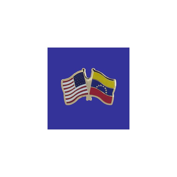 Venezuela (no seal) Lapel Pin (Double Waving Flag w/USA)