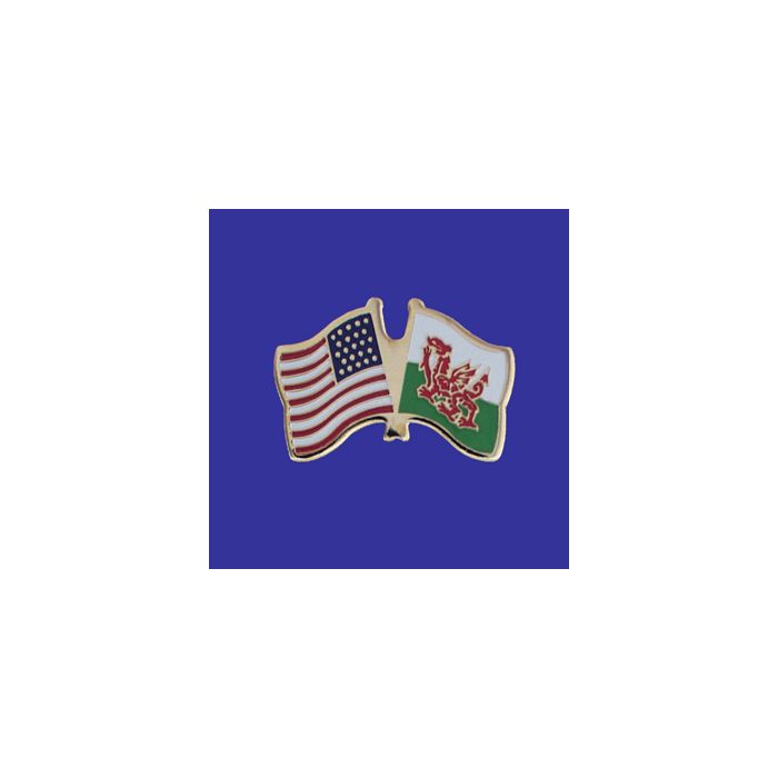 Wales Lapel Pin (Double Waving Flag w/USA)