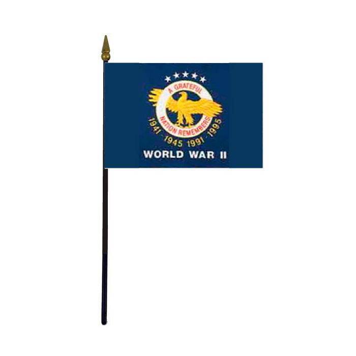 WW II Commemorative Stick Flag - 4x6"