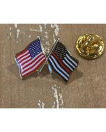 THIN RED LINE LAPEL PIN (DOUBLE WAVING WITH USA)