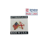 Alabama State Flag Lapel Pin (Double Waving Flag w/USA)