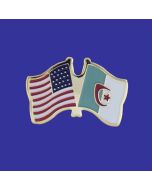 Algeria Lapel Pin (Double Waving Flag w/USA)