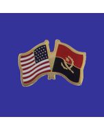 Angola Lapel Pin (Double Waving Flag w/USA)