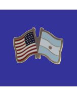 Argentina (seal design) Lapel Pin (Double Waving Flag w/USA)