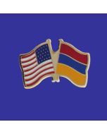 Armenia Lapel Pin (Double Waving Flag w/USA)