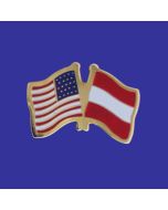 Austria Lapel Pin (Double Waving Flag w/USA)