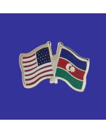 Azerbaijan Lapel Pin (Double Waving Flag w/USA)