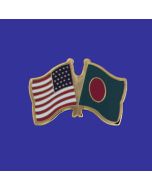 Bangladesh Lapel Pin (Double Waving Flag w/USA)