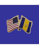 Barbados Lapel Pin (Double Waving Flag w/USA)