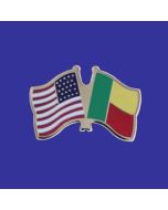 Benin Lapel Pin (Double Waving Flag w/USA)