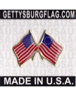 Betsy Ross Lapel Pin (Double Waving Flag w/USA)