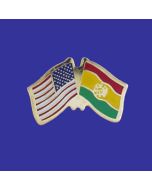 Bolivia (seal design) Lapel Pin (Double Waving Flag w/USA)