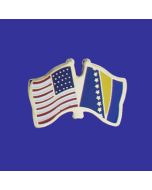 Bosnia-Herzegovina Lapel Pin (Double Waving Flag w/USA)