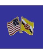 Brunei Lapel Pin (Double Waving Flag w/USA)