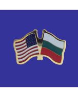 Bulgaria Lapel Pin (Double Waving Flag w/USA)