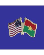 Burkina Lapel Pin (Double Waving Flag w/USA)