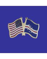 Cape Verde Lapel Pin (Double Waving Flag w/USA)