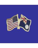 Cayman Island (blue design) Lapel Pin (Double Waving Flag w/USA)