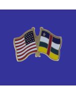 Central African Republic Lapel Pin (Double Waving Flag w/USA)