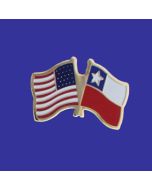 Chile  Lapel Pin (Double Waving Flag w/USA)