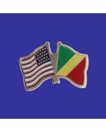 Congo Republic Lapel Pin (Double Waving Flag w/USA)