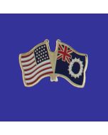 Cook Islands Lapel Pin (Double Waving Flag w/USA)