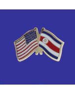Costa Rica (seal design) Lapel Pin (Double Waving Flag w/USA)