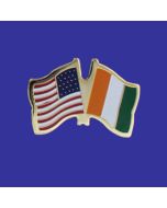 Cote D'Ivoire Lapel Pin (Double Waving Flag w/USA)