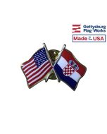 Croatia Lapel Pin (Double Waving Flag w/USA)