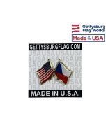 Czech Republic Lapel Pin (Double Waving Flag w/USA)
