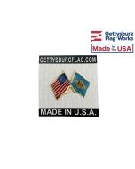 Delaware State Flag Lapel Pin (Double Waving Flag w/USA) (Imported - Close Out)