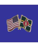 Dominica Lapel Pin (Double Waving Flag w/USA)