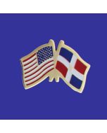 Dominican Republic Lapel Pin (Double Waving Flag w/USA)