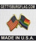 New Glory Rainbow Flags Crossed  Lapel Pin