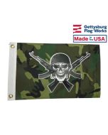 12x18" Camouflage Rifle Skull Pirate Flag 