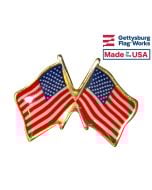 US (double) Lapel Pin (Double Waving Flag w/USA)