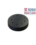 Black wooden round table base for 4x6" stick flags, 10 hole
