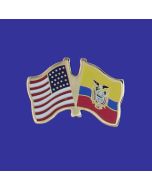 Ecuador (seal design) Lapel Pin (Double Waving Flag w/USA)