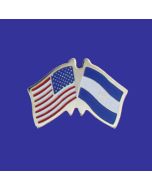El Salvador Lapel Pin (Double Waving Flag w/USA)