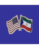 Equatorial Guinea Lapel Pin (Double Waving Flag w/USA)