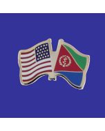 Eritrea Lapel Pin (Double Waving Flag w/USA)