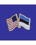 Estonia Lapel Pin (Double Waving Flag w/USA)