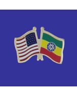 Ethiopia Lapel Pin (Double Waving Flag w/USA)