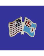 Fiji Lapel Pin (Double Waving Flag w/USA)