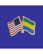 Gabon Lapel Pin (Double Waving Flag w/USA)