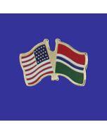 Gambia Lapel Pin (Double Waving Flag w/USA)