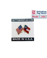 Georgia State Flag Lapel Pin (Double Waving Flag w/USA)