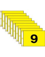 Golf Flag Set 1-9, (Black on Yellow) - 14x20"