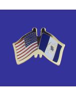 Guatemala (seal design) Lapel Pin (Double Waving Flag w/USA)